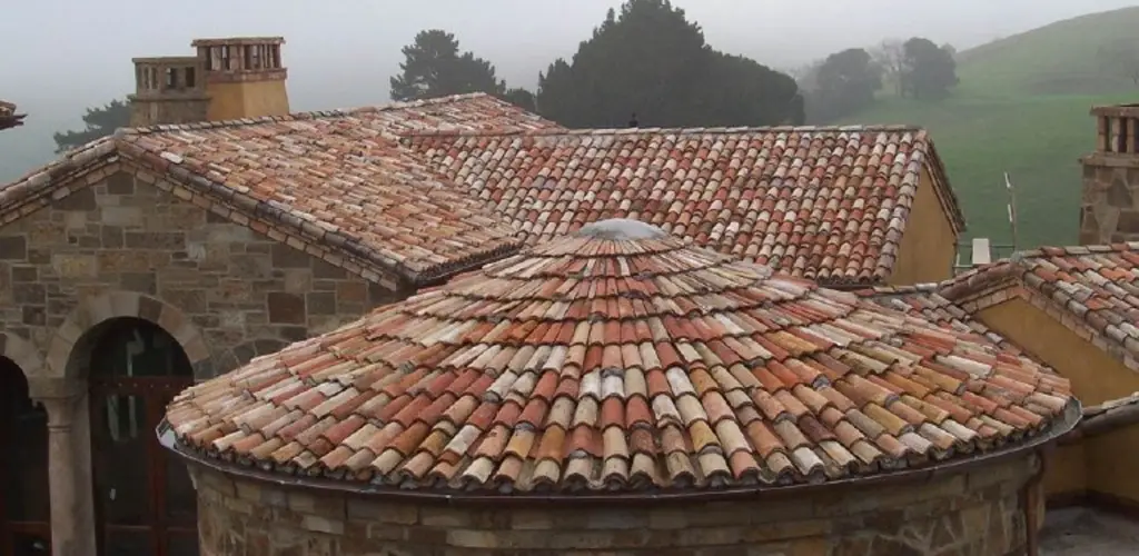 Colorful, textured clay roofing tiles