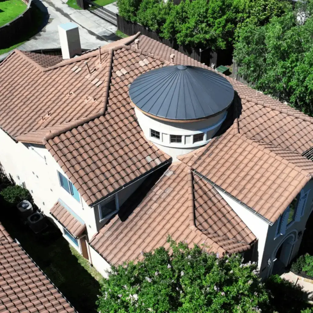 Close-up of concrete tiles installed by Shepherd Tile Roofing