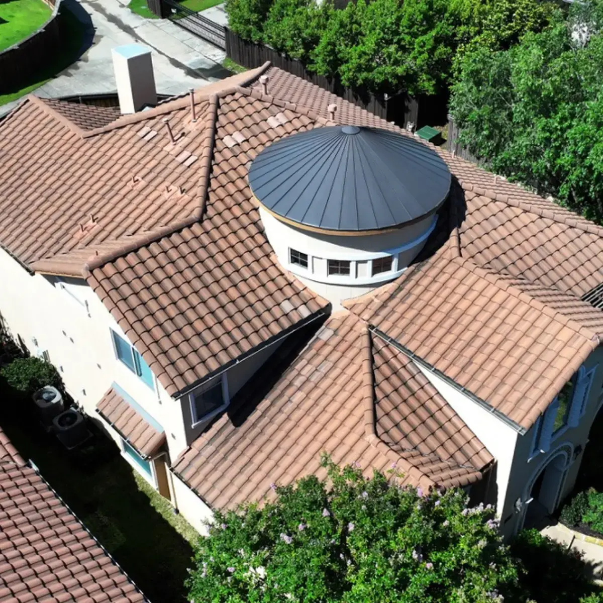 Close-up of concrete tiles installed by Shepherd Tile Roofing
