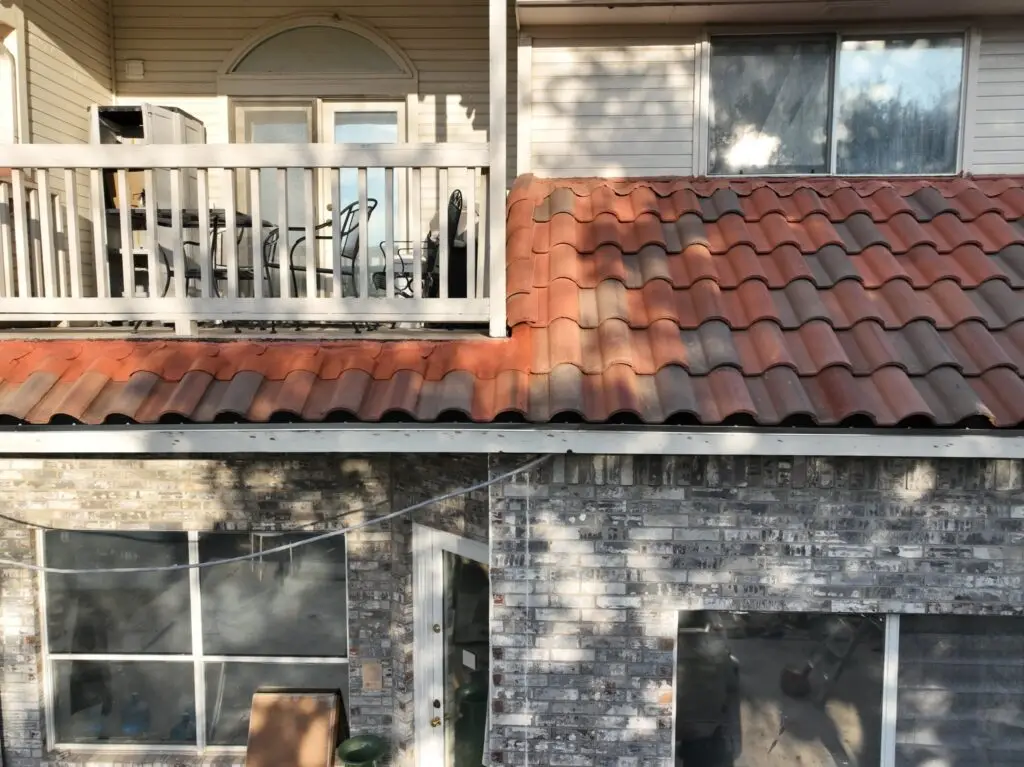 Completed tile roof edge repair and new gutter system by Shepherd Tile Roofing