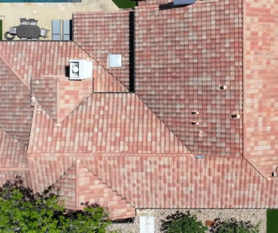 eagle view of Dallas tile roof home